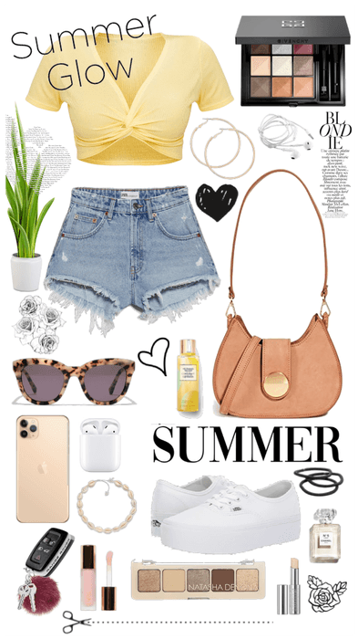 denim shorts & yellow summer 💖💙💛