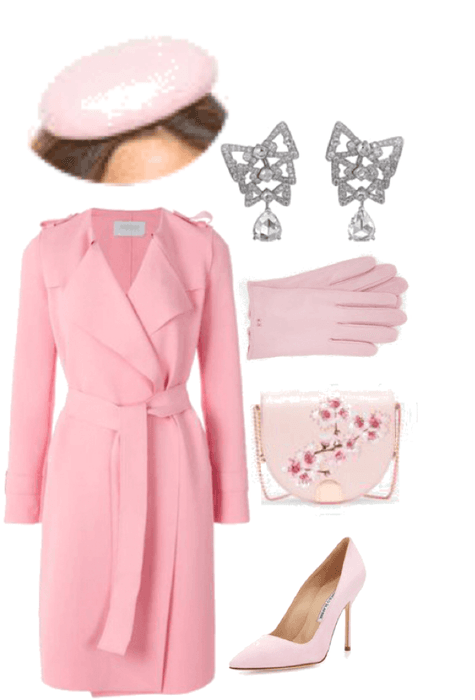 Light Pink Coat Outfit/w Fascinator