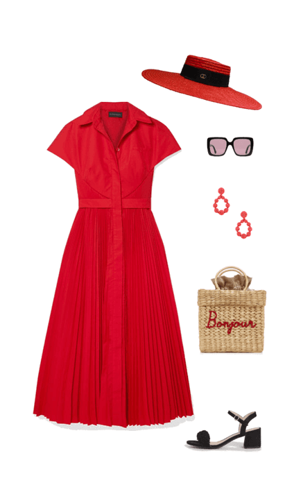 summer hat / red dress