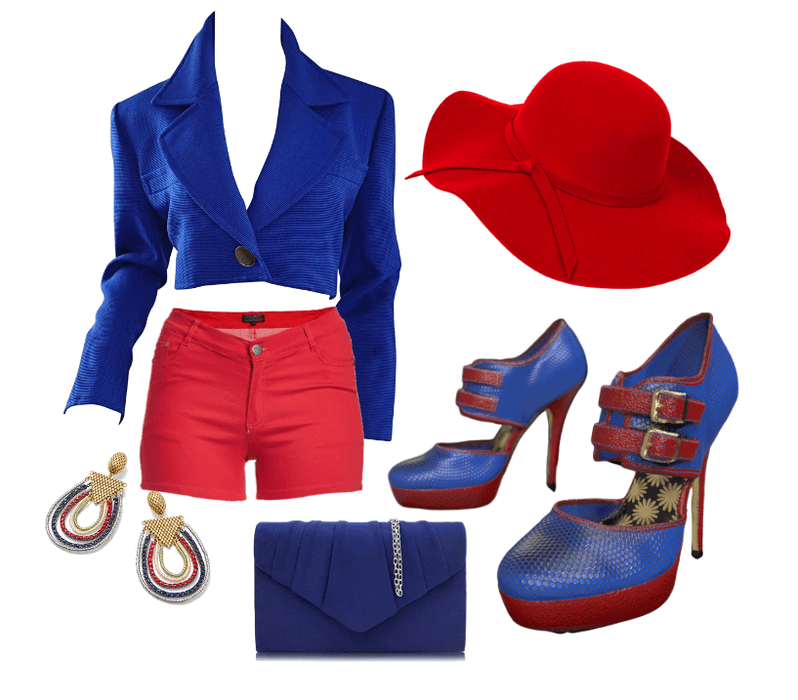 Stiletto DoubleStrap Red + Blue - Business Casual