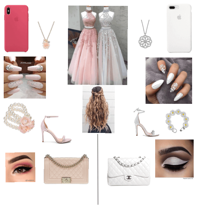 Pink and white twin prom