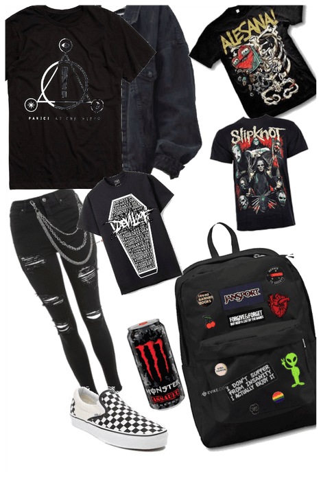 Back to school . Grunge . Emo . Gothic outfit