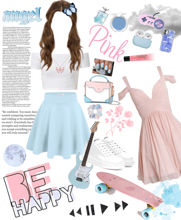 pastel pink/baby blue outfit