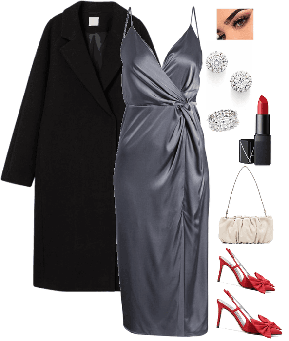 Grey satin dress
