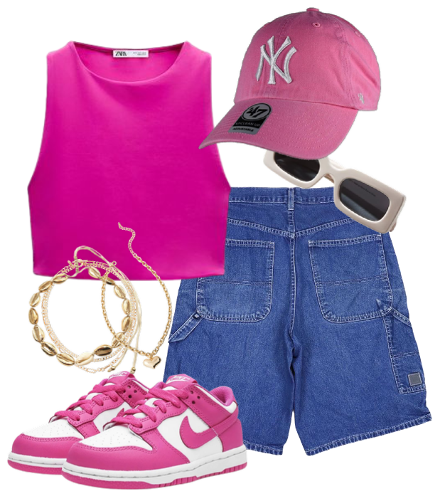 pink girly jorts fit