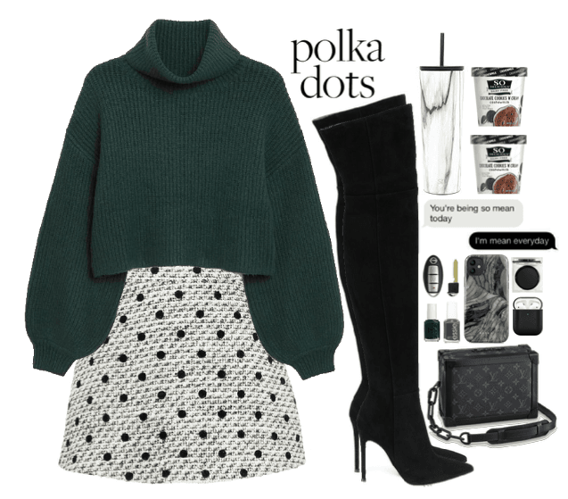 Polka Dots Style. Green+Black