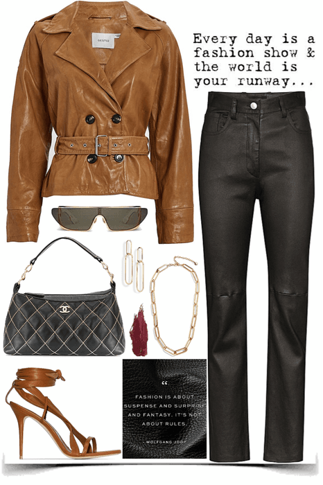 brown & black leather look