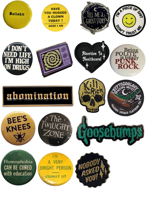 pins and patches.