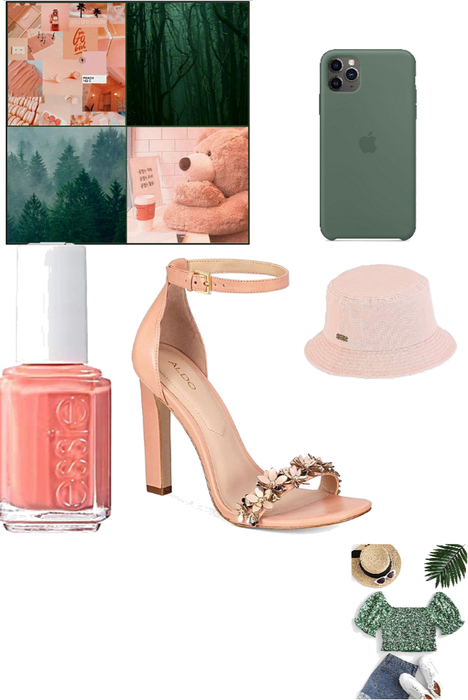 Peach  pink + Pine green