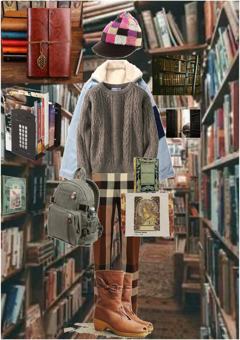 Vintage Shearling in the Bookstore Library