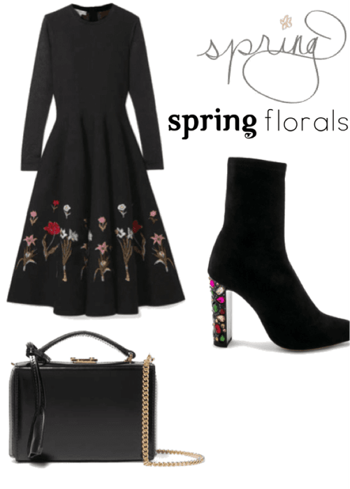 floral mini black dress