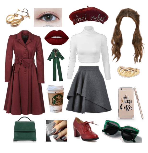 Green Red Coffee Look
