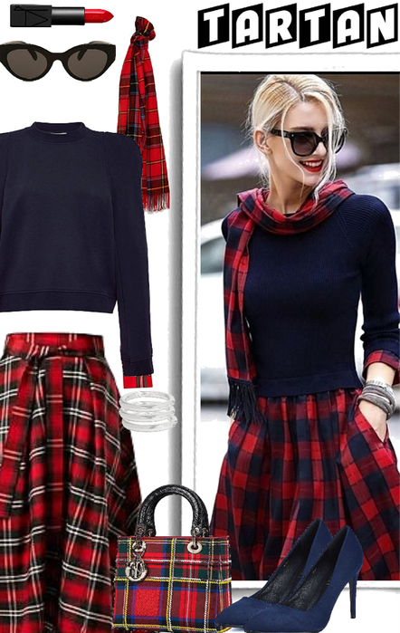Red tartan with blue
