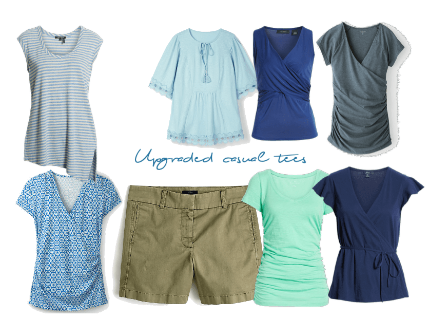 Upgraded casual tees - green and blue hues