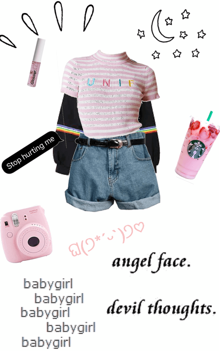 pink aesthetic cute grunge rainbow black outfit.