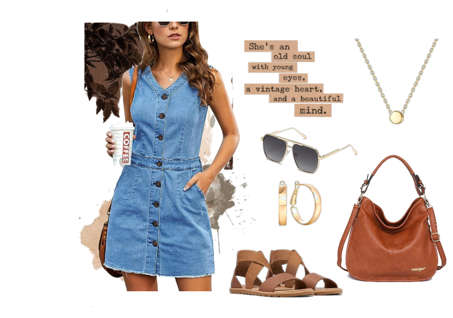 Chic Sleeveless Denim Dress with V-Neck and Button
