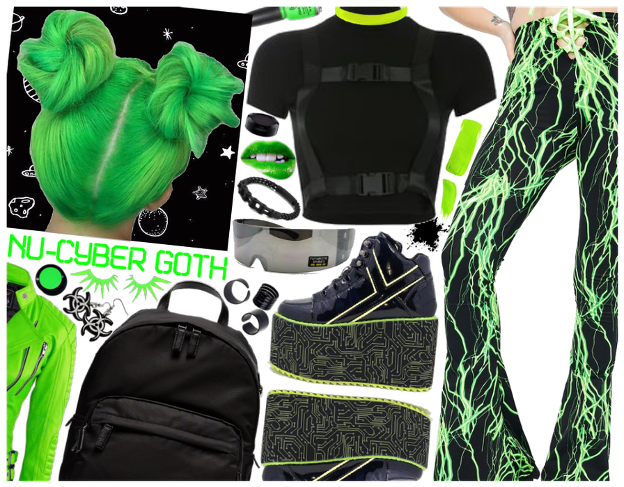 Nu-Cyber Goth: Black & Neon Green