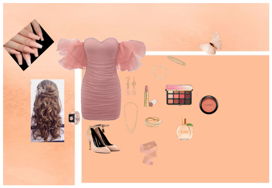 Peach fuzz color themed outfit