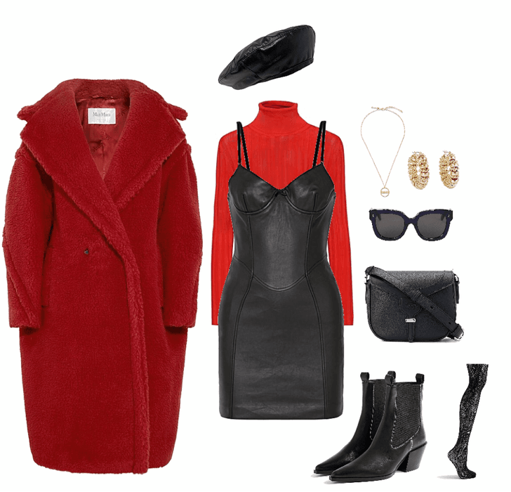 red styled outfit