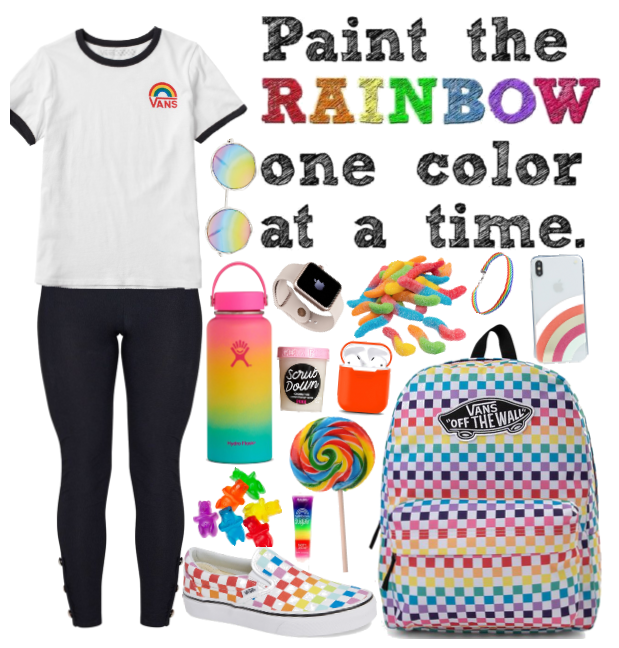 Rainbow checker vans Outfit