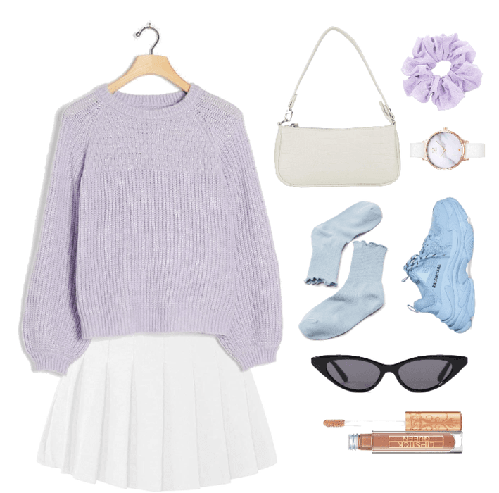 lilac blue school outfit