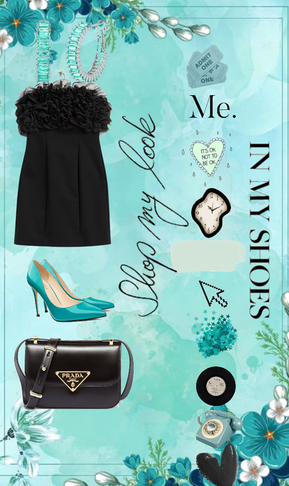 little black dress and turquoise