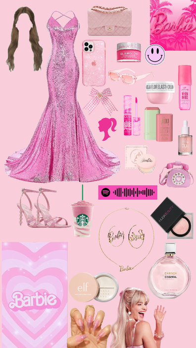 barbie look, aesthetic, cute, pink