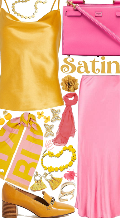 Satin Skirt pink/Yellow 2020💕💛