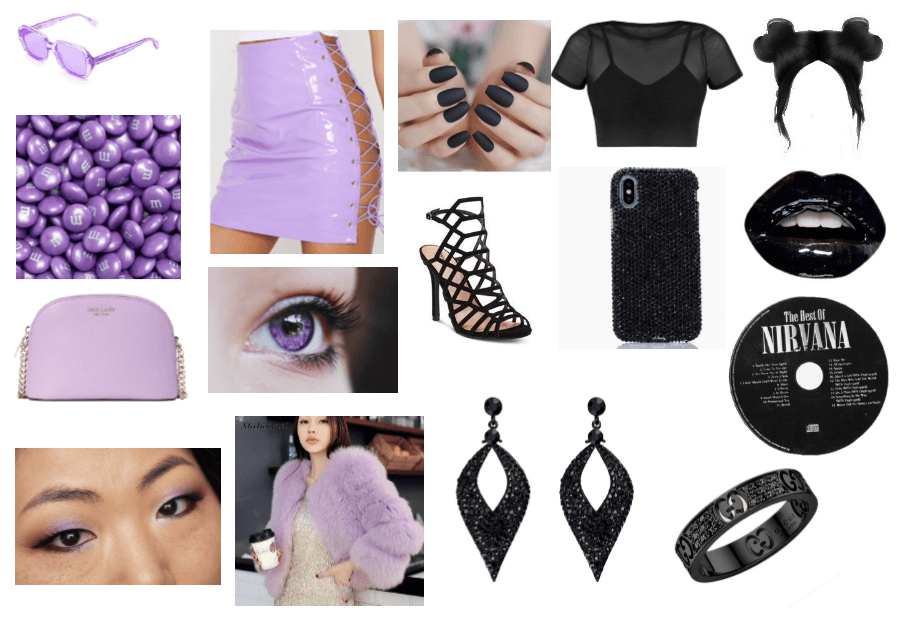 purple and black outfit