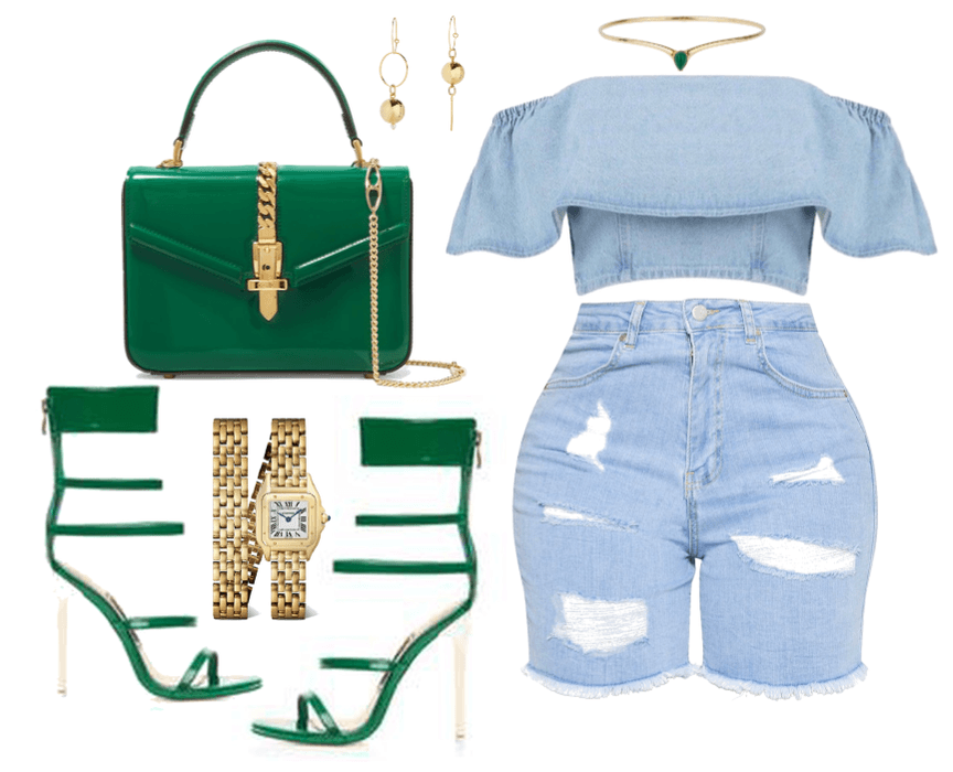Denim green and gold