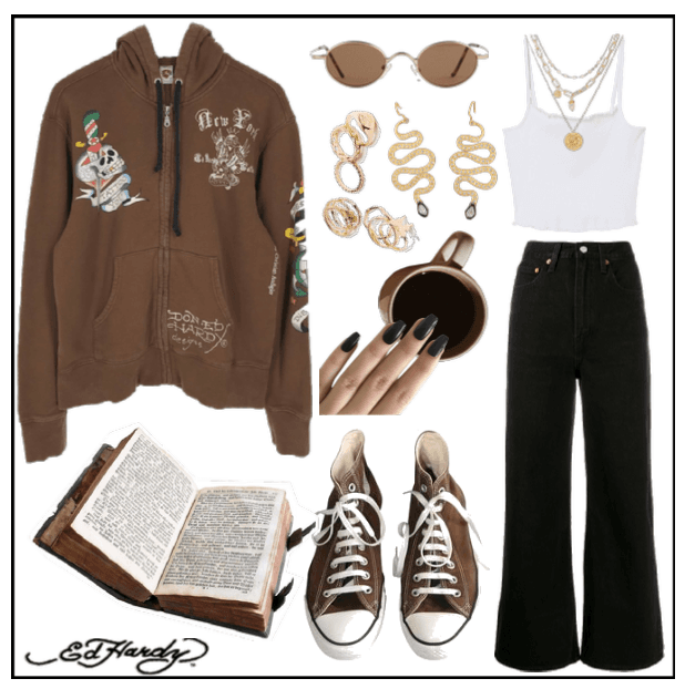 Ed Hardy Inspired Brown Outfit