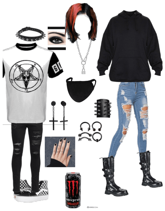 Emo . Gothic. Grunge. School outfit