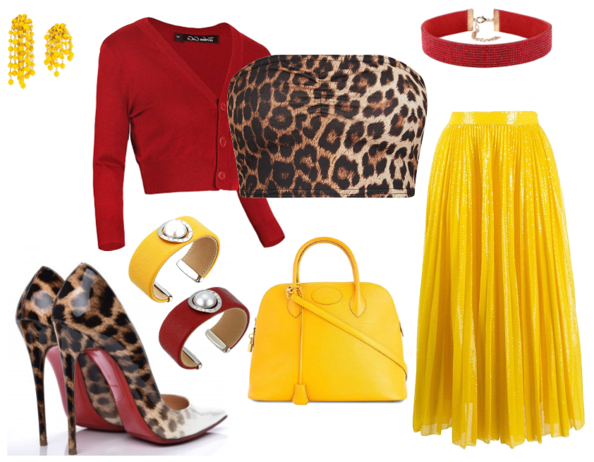 red yellow and leopard print