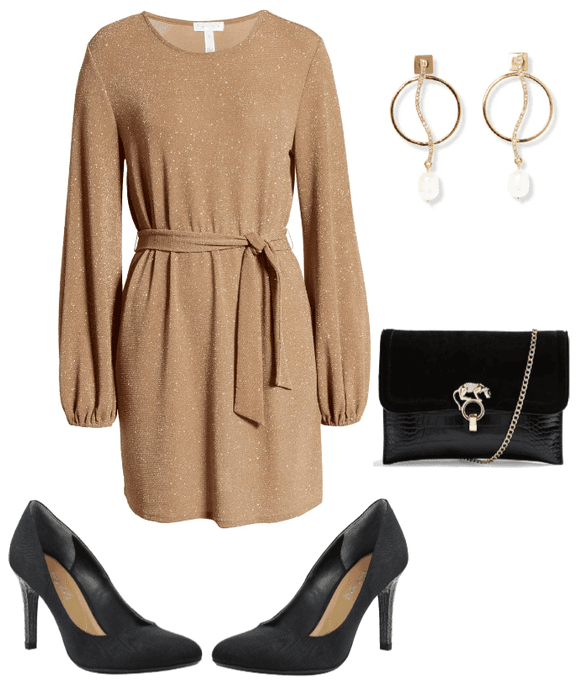 Holiday Outfit-Gold Dress