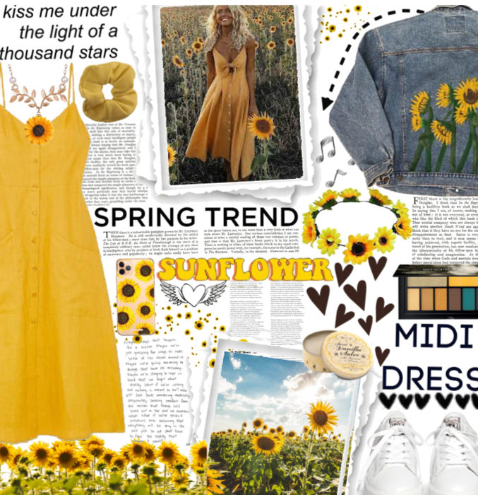 Spring Trend|Sunflower Midi Dress.