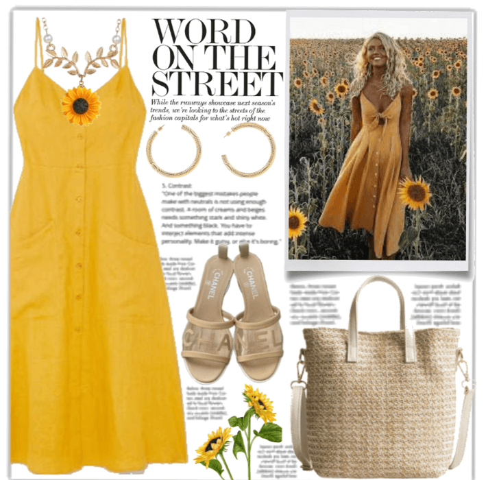 My Style: Yellow Midi Dress and Sunflowers 🌻