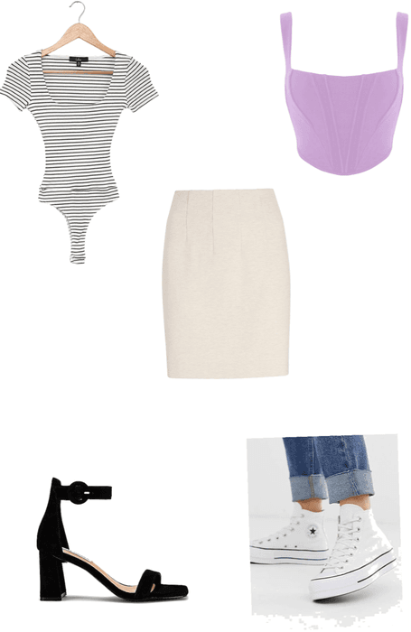 2 ways to wear a beige skirt