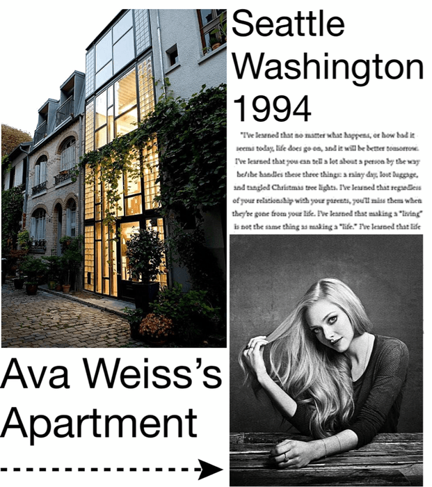 LOCATION: Ava Weiss’s Apartment, Seattle Washington