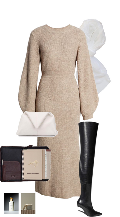sweater dress and boots