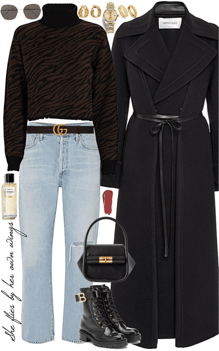 fall- winter outfit with gold jewelry