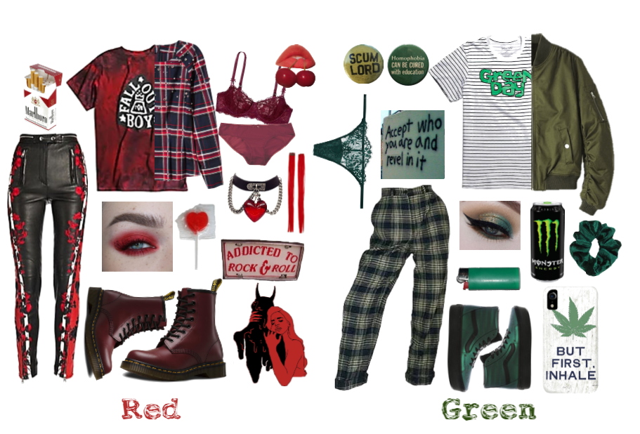 Red & Green Punk Fashion