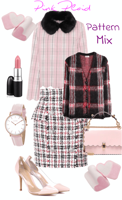 Pink Plaid Pattern Mix