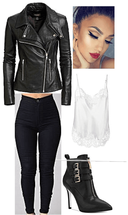 Black leather jacket outfit