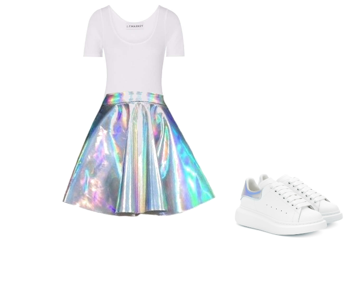 holographic skirt outfit idea
