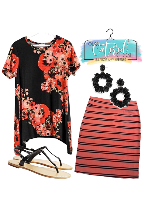 Coral and Black Melissa + Cassie