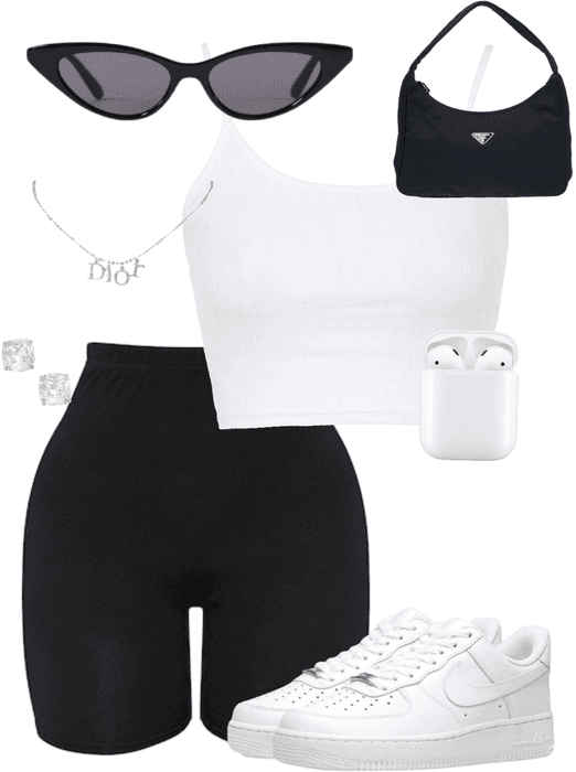Black and white summer outfit🖤🤍