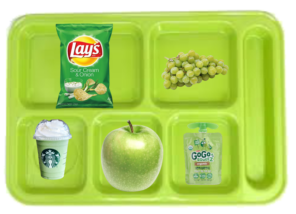 Grwm to get my green yummy lunch tray