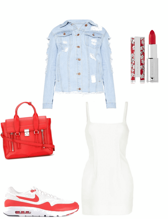 red causal chic outfit