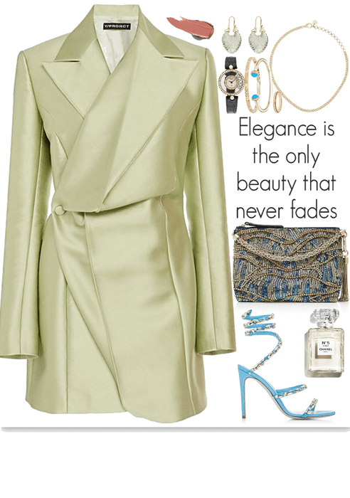 nice,light green blazer with blue details look