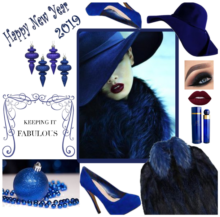 Happy New Year 2019 in blue
